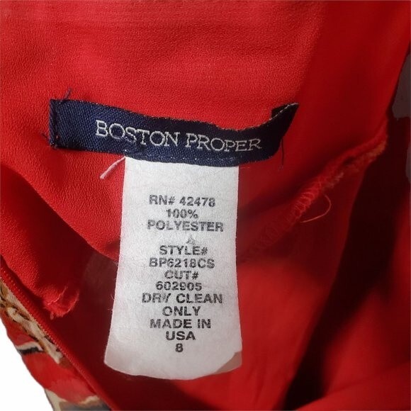 Boston Proper Multicolor Brown Red Yellow Halter V Neck Maxi Dress sz 8 - Picture 9 of 9